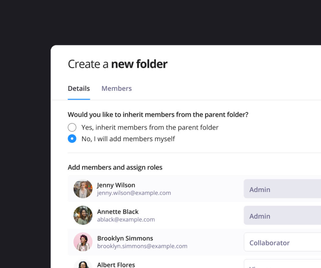Graphical interface of adding members to a Space