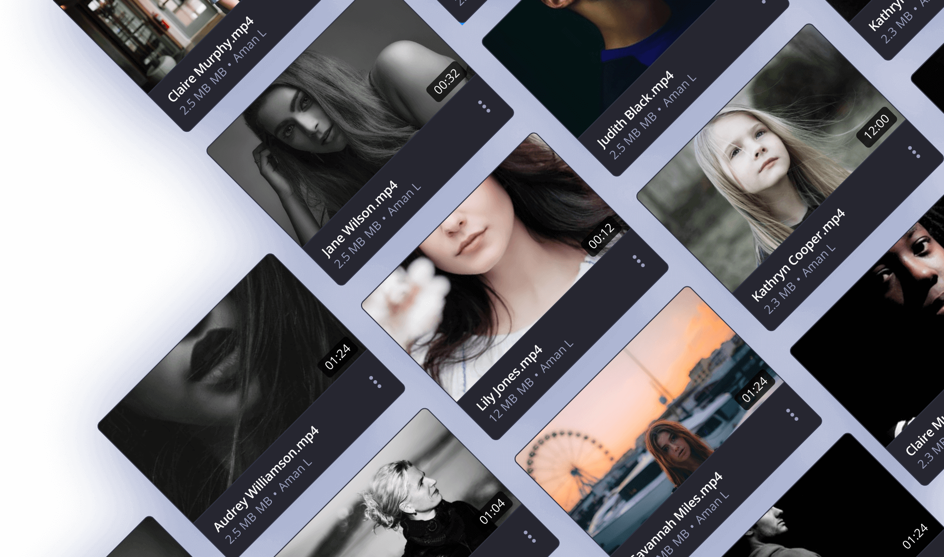 Image tiles of rich media asset previews