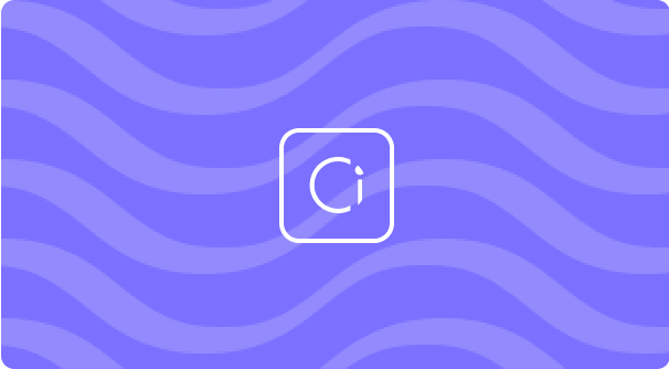 Ci logo on a wavy purple background