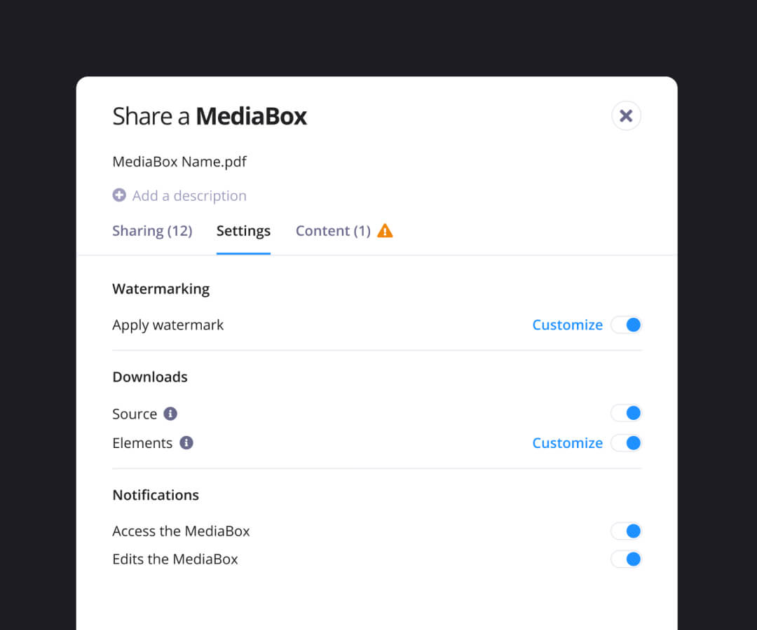 MediaBox file sharing screen