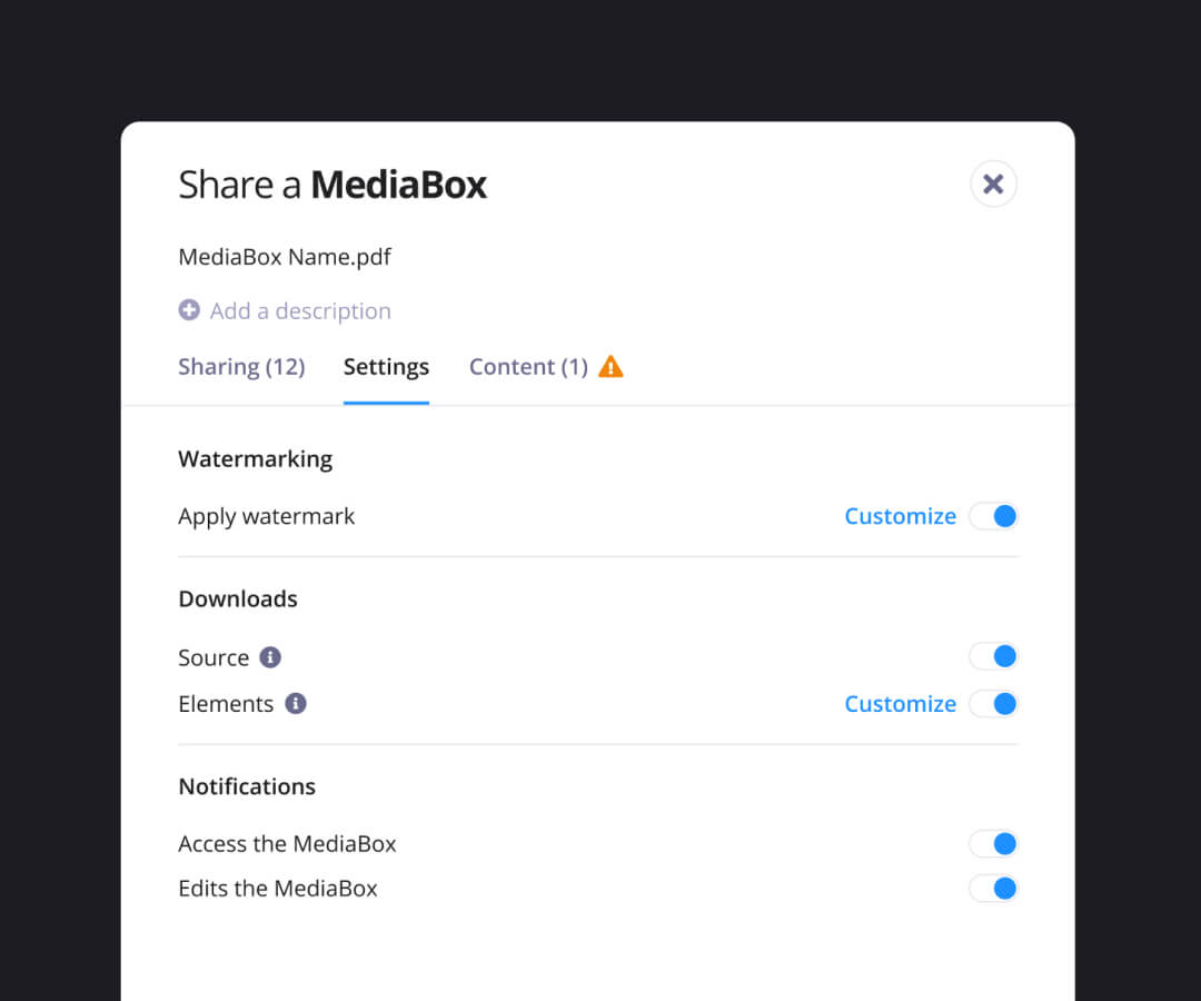 Graphical interface of file sharing